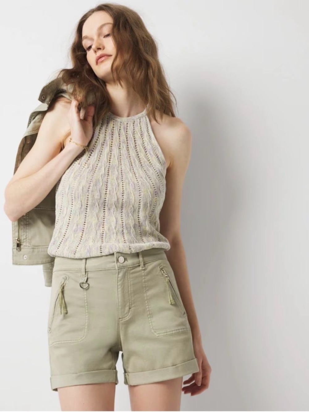 WHBM Petite Space Dye Sweater Halter Tank